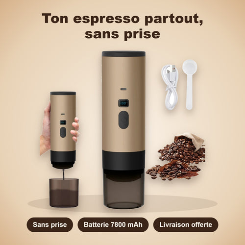 Machine à espresso portable ESPRESSO GO : sans prise, batterie 7800 mAh, livraison offerte